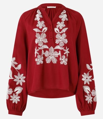 Blusa de Batista con Botones y Bordado Floral 7