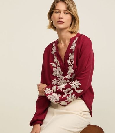 Blusa de Batista con Botones y Bordado Floral 5