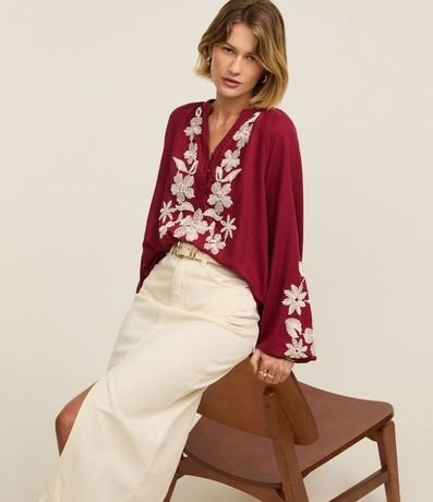 Blusa de Batista con Botones y Bordado Floral 6