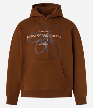 Saco en Algodón con Felpa con Capucha y Estampa Lettering 6