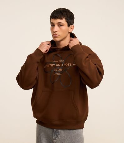Saco en Algodón con Felpa con Capucha y Estampa Lettering