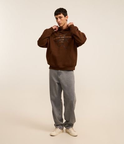 Saco en Algodón con Felpa con Capucha y Estampa Lettering 2