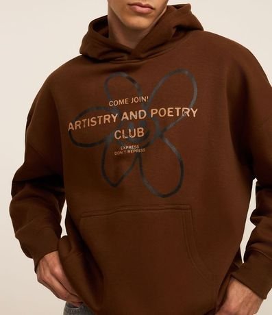 Saco en Algodón con Felpa con Capucha y Estampa Lettering 3