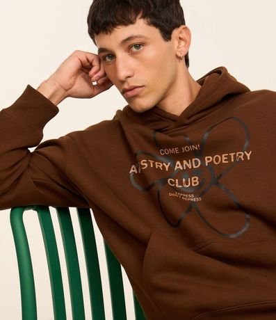 Saco en Algodón con Felpa con Capucha y Estampa Lettering 4