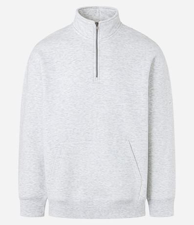 Buzo en Algodón con Cuello alto con Cremallera y Bolsillo Canguro 5