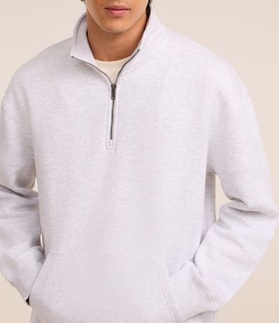 Buzo en Algodón con Cuello alto con Cremallera y Bolsillo Canguro 3