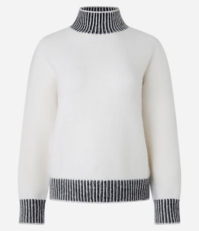 Suéter en Tricot Pesado con Detalles Rayados y Manga Caída 6