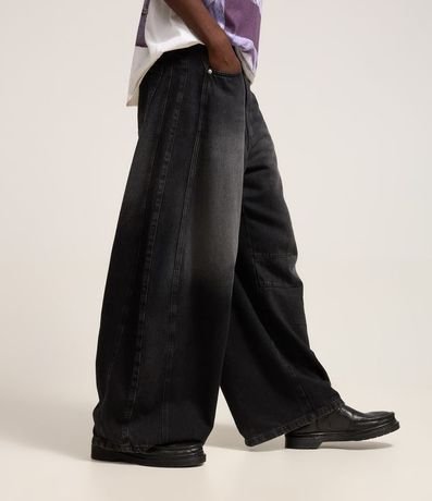 Pantalón Barrel en Jeans con Recortes y Pences 4