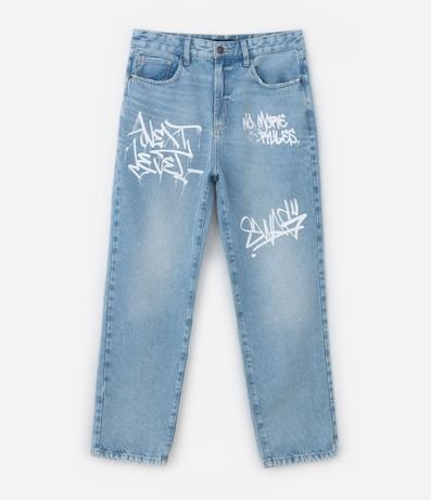 Pantalón Baggy en Jeans con Puídos y Estampa Lettering Grafite 6