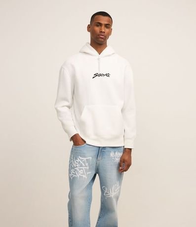 Pantalón Baggy en Jeans con Puídos y Estampa Lettering Grafite 5