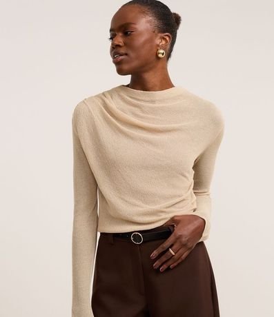 Blusa en Punto Leve con Cuello Degagê y Fruncido Lateral 5
