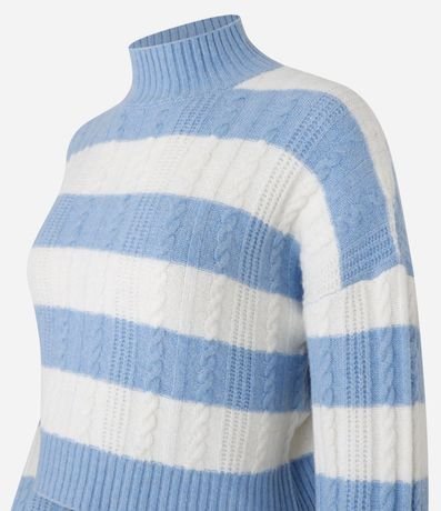 Suéter Corto en Tricot a Rayas con Textura Trenzada y Cuello Alto 6