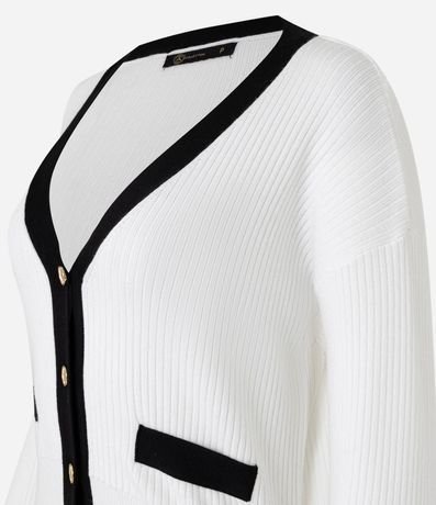 Cardigan en Punto con Botones de Metal y Bolsillo Fake Contrastantes 6