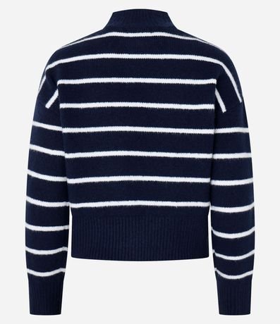 Suéter Listrado en Punto con Cuello Alto y Bordado de Corazón 8