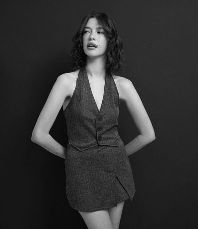 Short Pollera Espina de Pez Estampado con Abertura 5