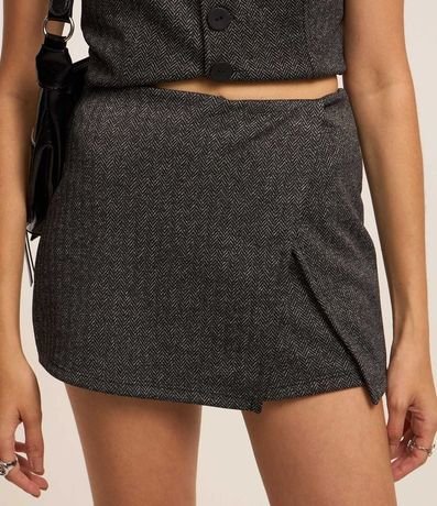 Short Pollera Espina de Pez Estampado con Abertura 3