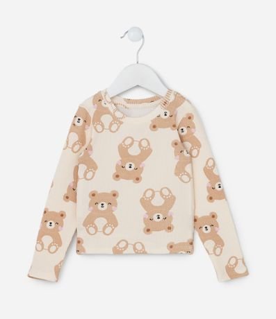 Blusa Infantil Acanalada Estampada de Ositos - Talle 1 a 5