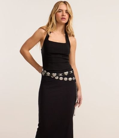 Pollera Midi en Rib con Abertura y Bajo Picot 2