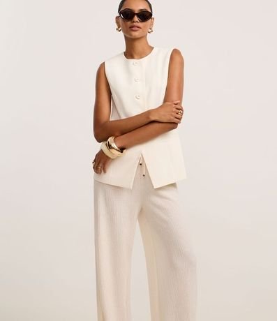 Pantalón Wide Leg con Textura y Elástico en la Cintura 2