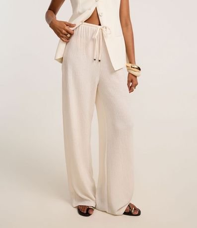 Pantalón Wide Leg con Textura y Elástico en la Cintura 3