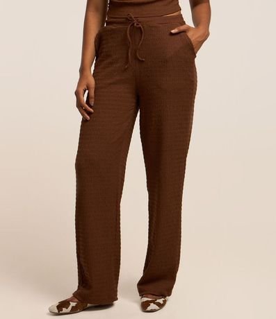 Pantalón Recto con Textura y Cintura Elástica 3