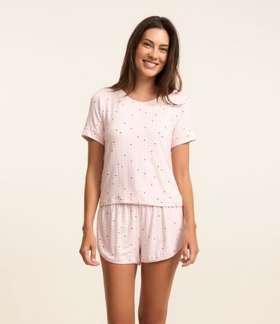Short de Pijama de Cuadros con Corazón