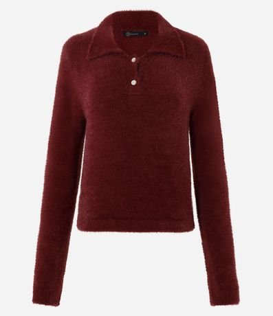 Saco Peluche en Punto con Cuello Polo 6