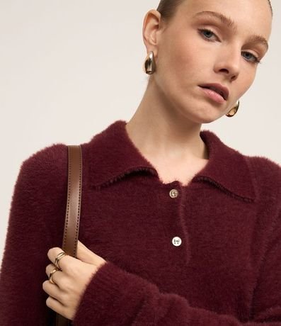 Saco Peluche en Punto con Cuello Polo 3