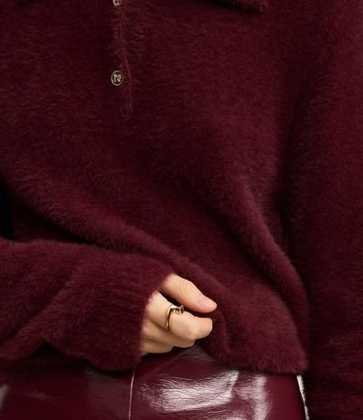 Saco Peluche en Punto con Cuello Polo 5