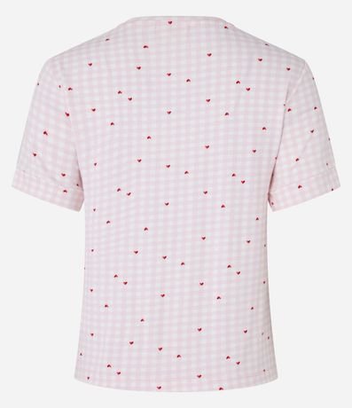 Blusa de Pijama Manga Corta de Cuadros Vichy con Corazón 6