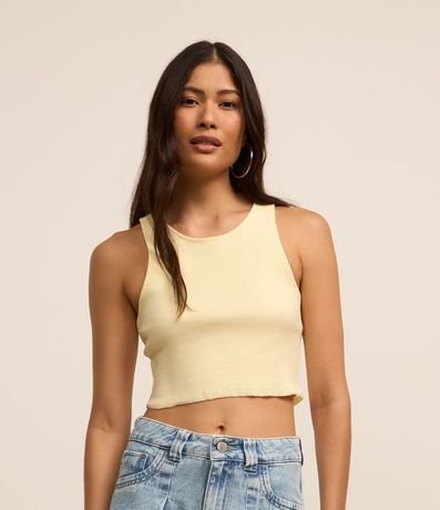 Blusa Cropped sin Mangas en Algodón Acanalado