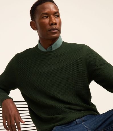 Suéter en Malla con Textura de Cuadros Grid 3