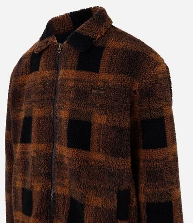 Campera en Sherpa de Cuadros con Textura de Pelitos 2