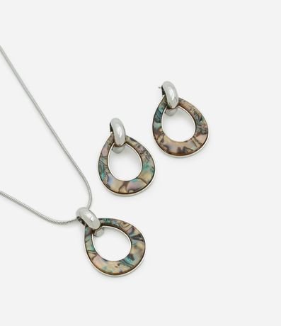 Conjunto de Collar y Caravana Mediana Abulón Forma de Gota