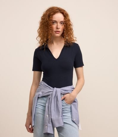 Body en Rib con Cuello Polo