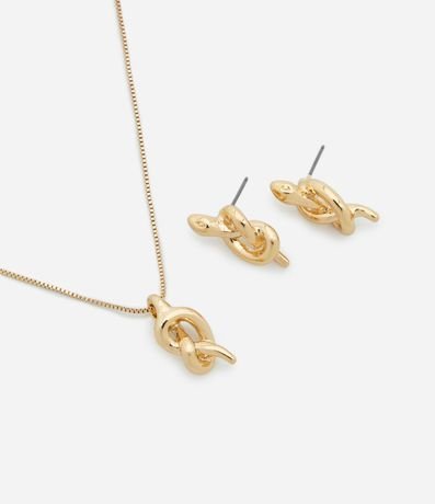 Conjunto de Collar Corto y Caravana con Colgante de Serpiente