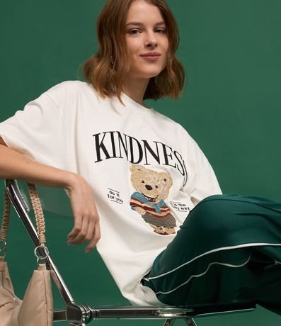 Remera en Algodón con Bordado de Osito y Lettering 3