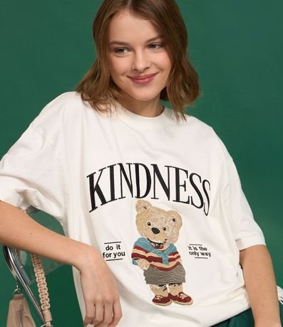 Remera en Algodón con Bordado de Osito y Lettering 5