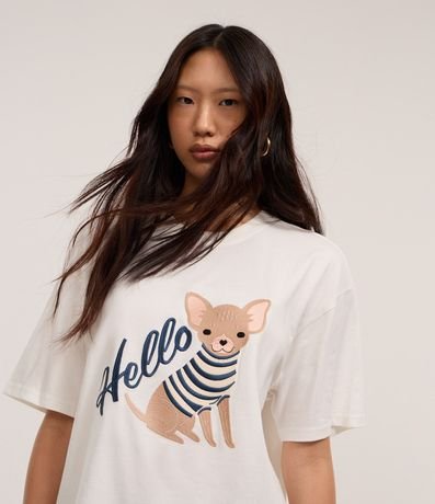 Blusa en Algodón con Bordado de Perro con Ropa.