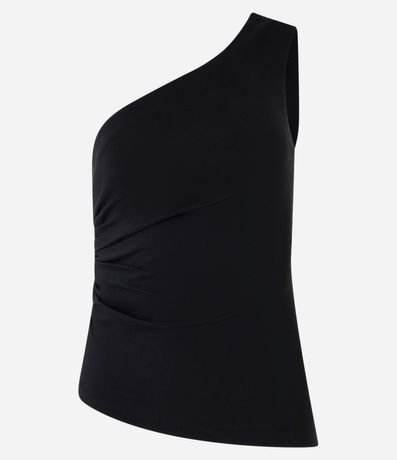 Blusa Hombro Único en Bengalina con Detalle Drapeado Alargado 5