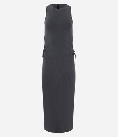 Vestido Midi en Rib sin Manga con Aberturas Laterales 4
