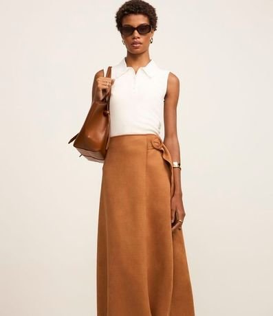 Pollera Midi en Malla Gamuza con Detalle Hebilla Lateral 2