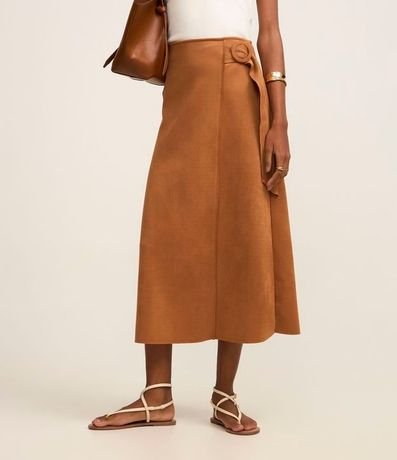 Pollera Midi en Malla Gamuza con Detalle Hebilla Lateral 3