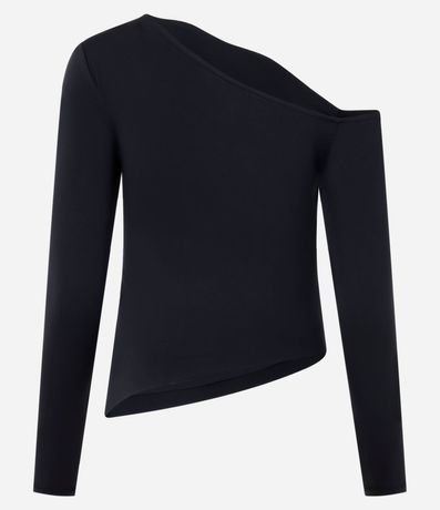 Blusa con Escote Asimétrico Detalle Drapeado en la Sisa y Manga Larga 5