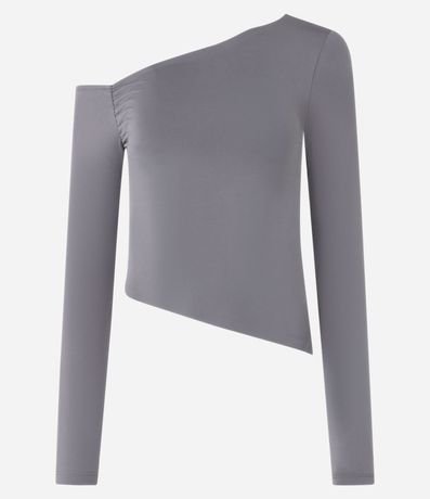 Blusa con Escote Asimétrico Detalle Drapeado en la Sisa y Manga Larga 4