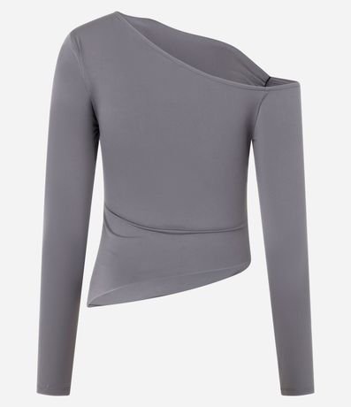 Blusa con Escote Asimétrico Detalle Drapeado en la Sisa y Manga Larga 5