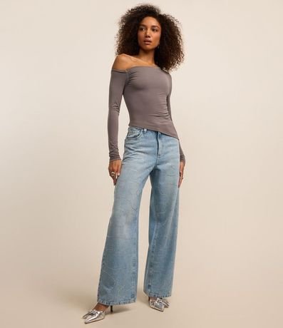 Blusa con Escote Asimétrico Detalle Drapeado en la Sisa y Manga Larga 2