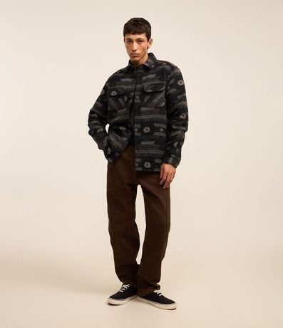 Campera Oversized en Sherpa con Estampa Étnica 2