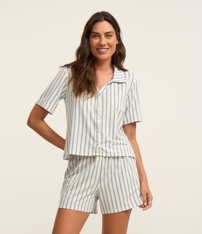 Pijama Americano Short Doll Manga Corta en Viscosa con Estampa Rayada