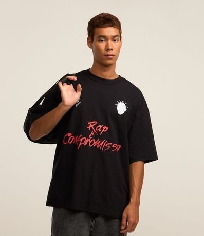Remera Overboxy de Futebol en Malla con Estampa Sabotage Rap é Compromisso